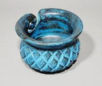 Yarn Bowls Blue Hand Carved from Reclaimed Mango Wood