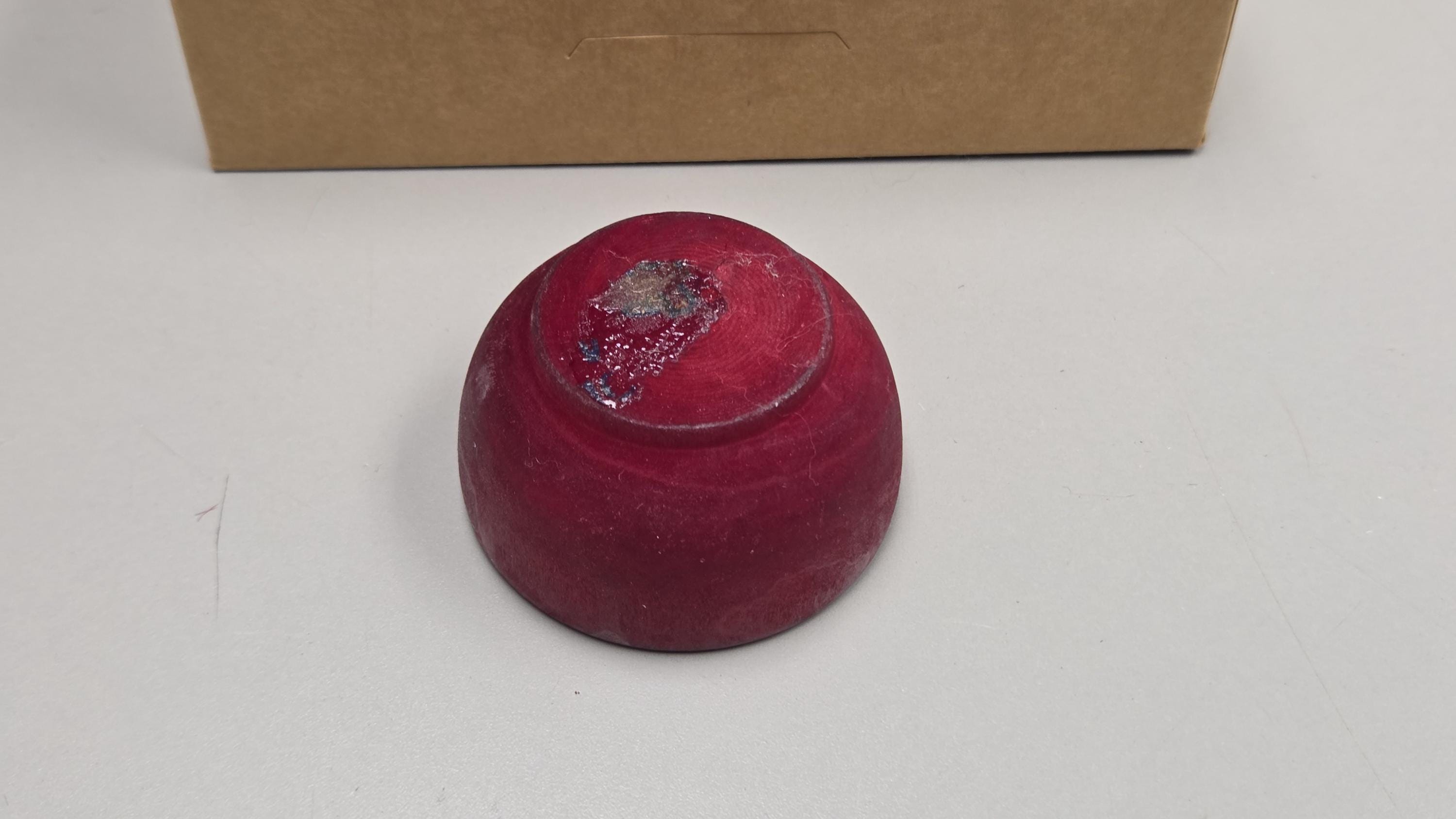 Spin Cotton Fiber Kit. Natural Upland Cotton Sliver. Hand-Painted Wood Support Bowl and Brass Tahkli Spindle. SK19 Red