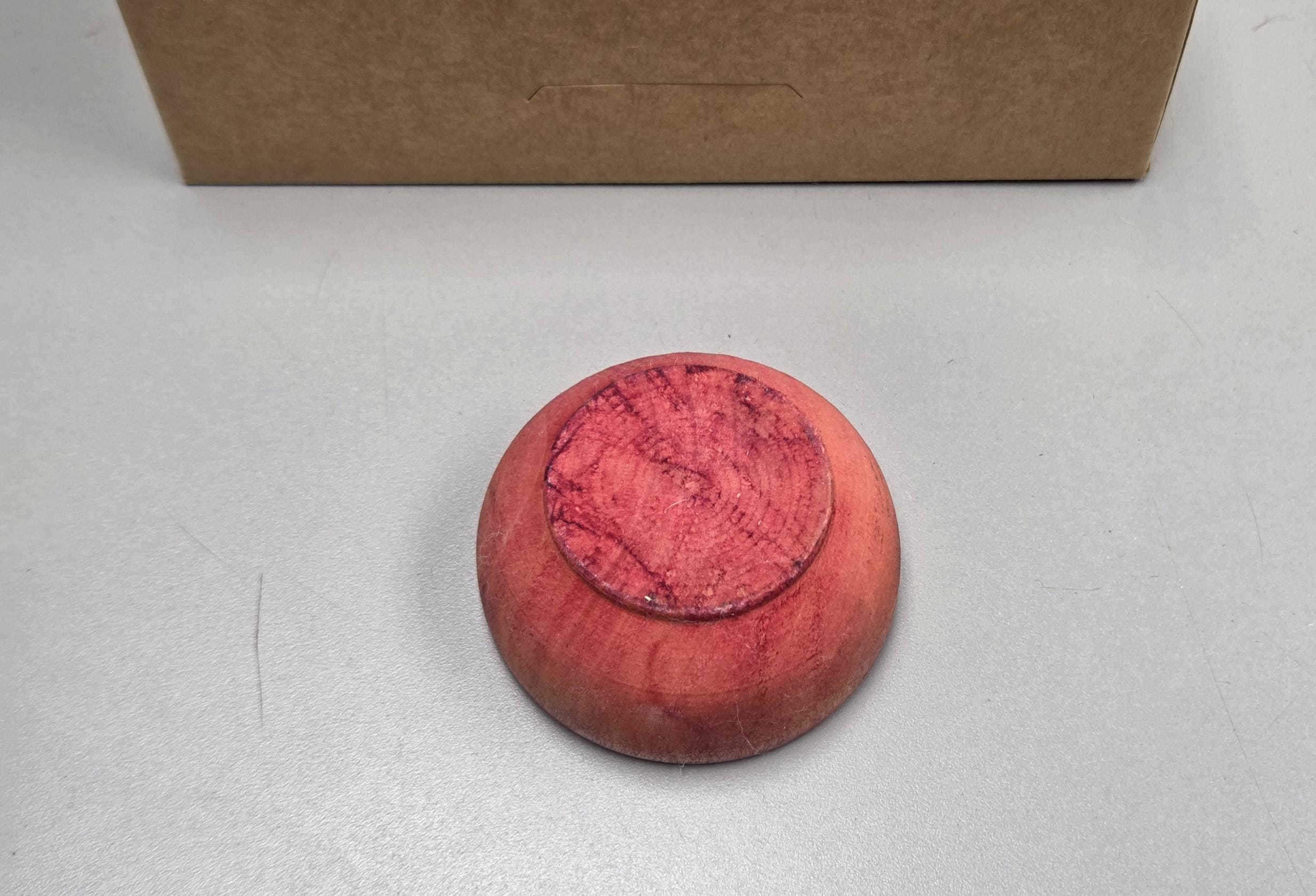 Spin Cotton Fiber Kit. Natural Upland Cotton Sliver. Hand-Painted Wood Support Bowl and Brass Tahkli Spindle. SK47 Pink Salmon