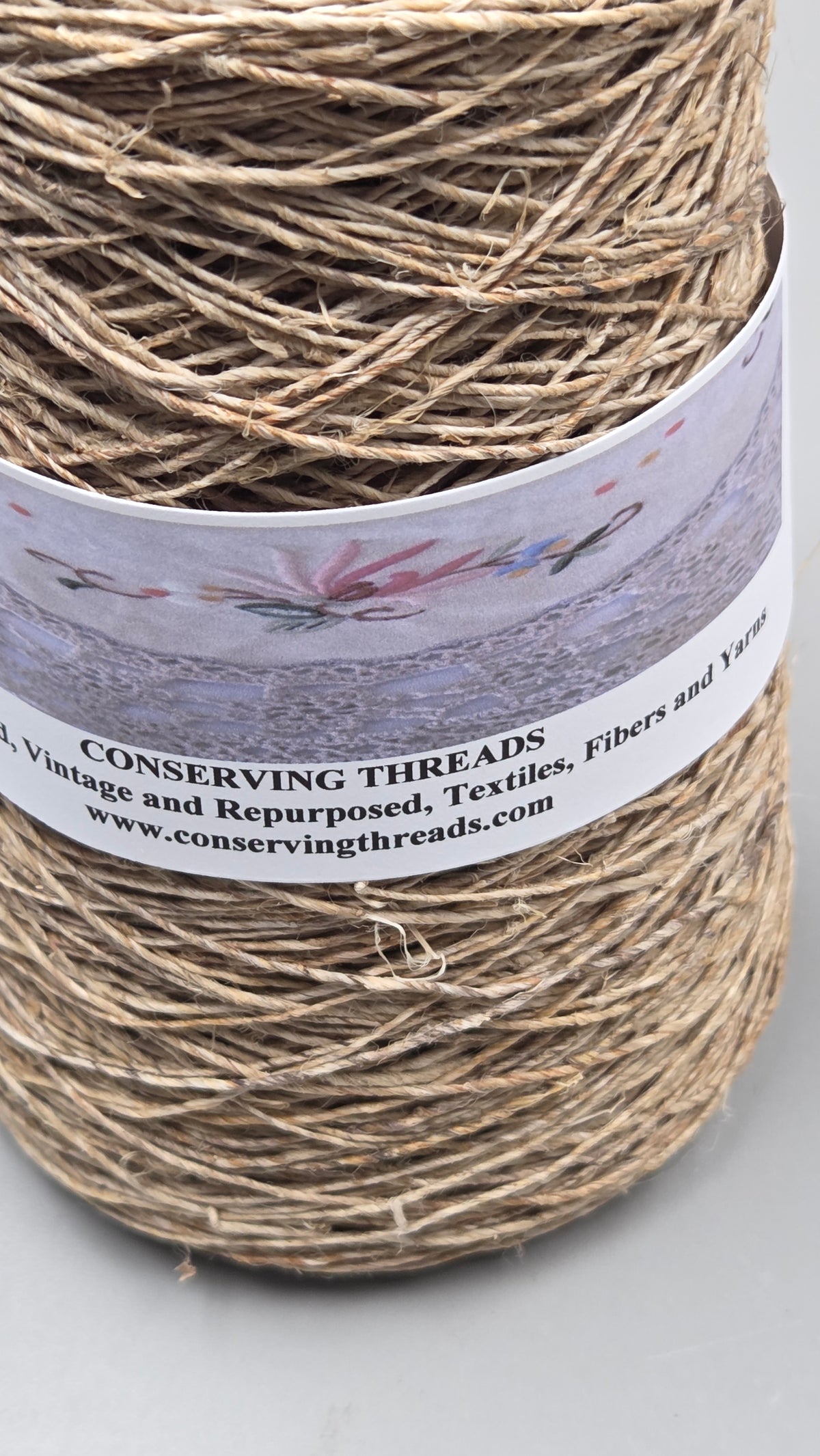 Hemp Yarn, 250 Yards. Hand-Spun Cone. Natural Fiber.