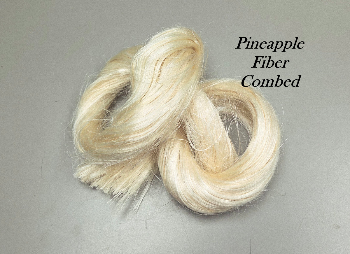Pineapple Fiber Bundle, Semi-Combed. Sold ounce, Raw Vegetable Fiber. 3 oz Bundle