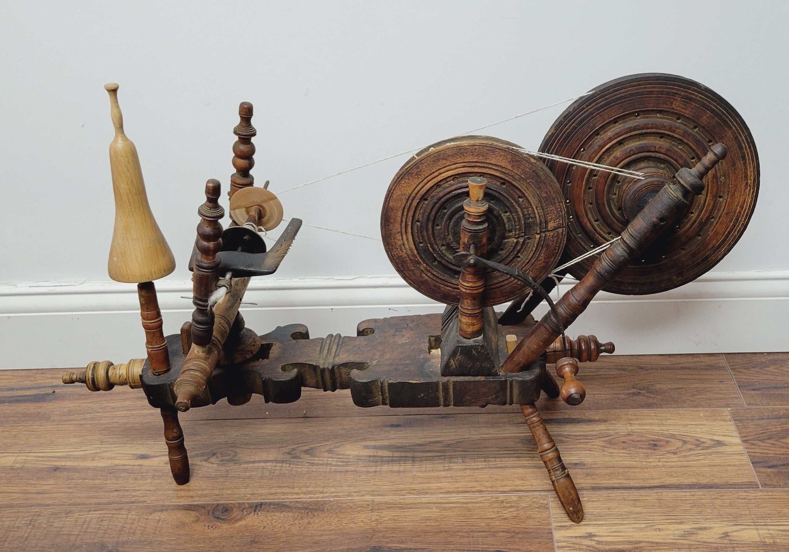 Antique Anatolian Charkha Table Top Spinning Wheel Wood Tool for Cotton