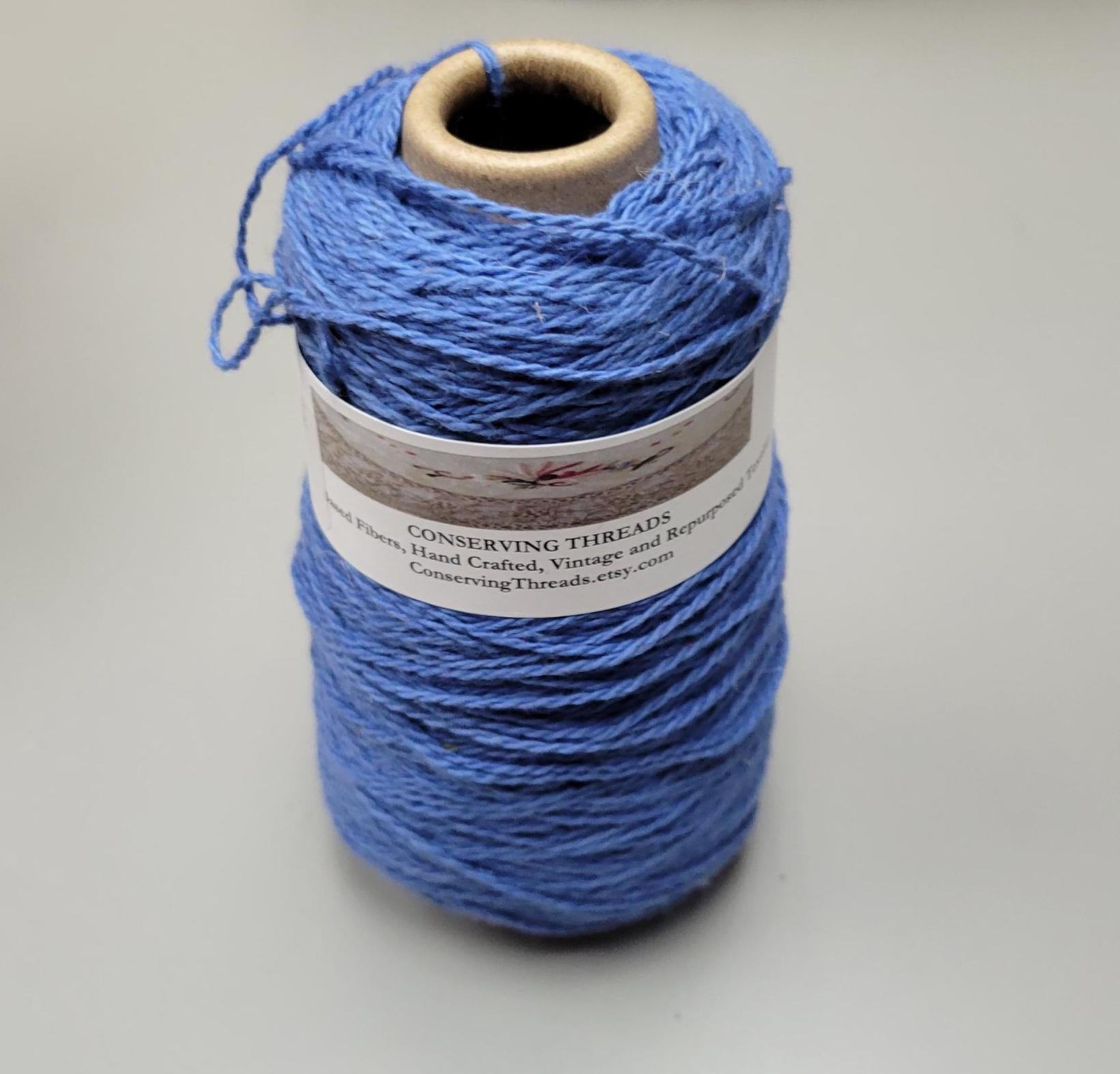 USA Cotton Yarn, Small Batch Dyed Blue. Fingering Weight. 340 Yards. Cone