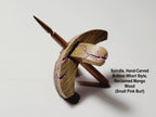 Spindle, Hand-Carved Bottom Whorl Style, Reclaimed Mango Wood (Small Pink Burl)