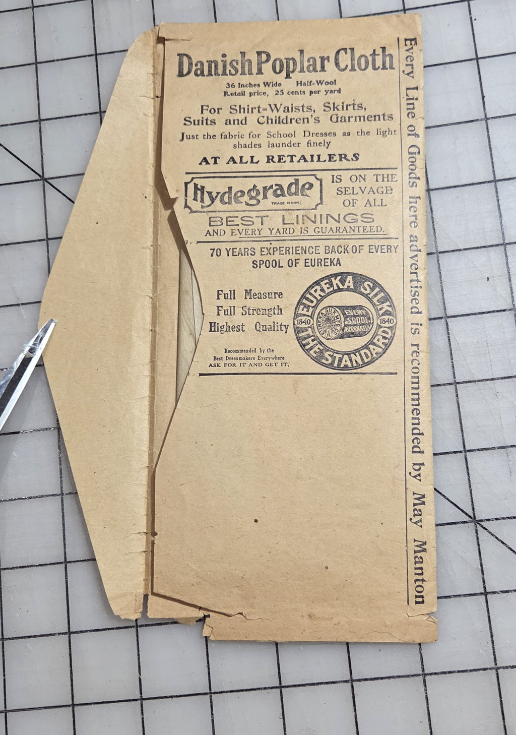 May Manton 6684 Blouse Sewing Pattern 1910's Unprinted Bazar Glove Fitting