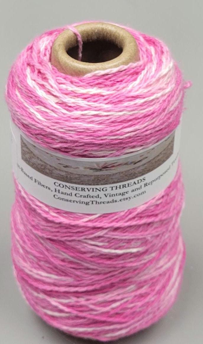 USA Cotton Yarn, Small Batch Dyed Variegated Pink. Fingering Weight. 340 Yards. Cone