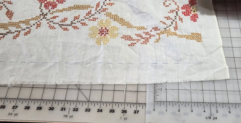Unfinished Cross Stitched Panel 1980 Columbia Minerva Corp. Floral Vine No. 6832