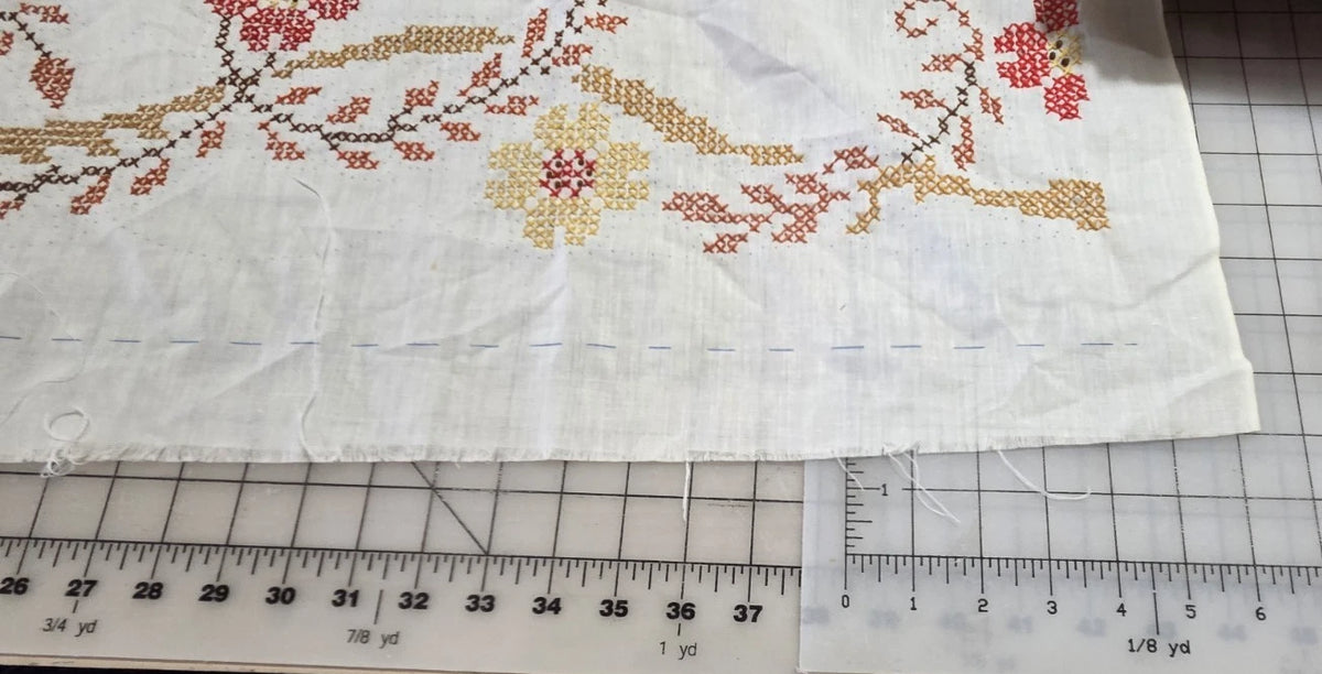 Unfinished Cross Stitched Panel 1980 Columbia Minerva Corp. Floral Vine No. 6832