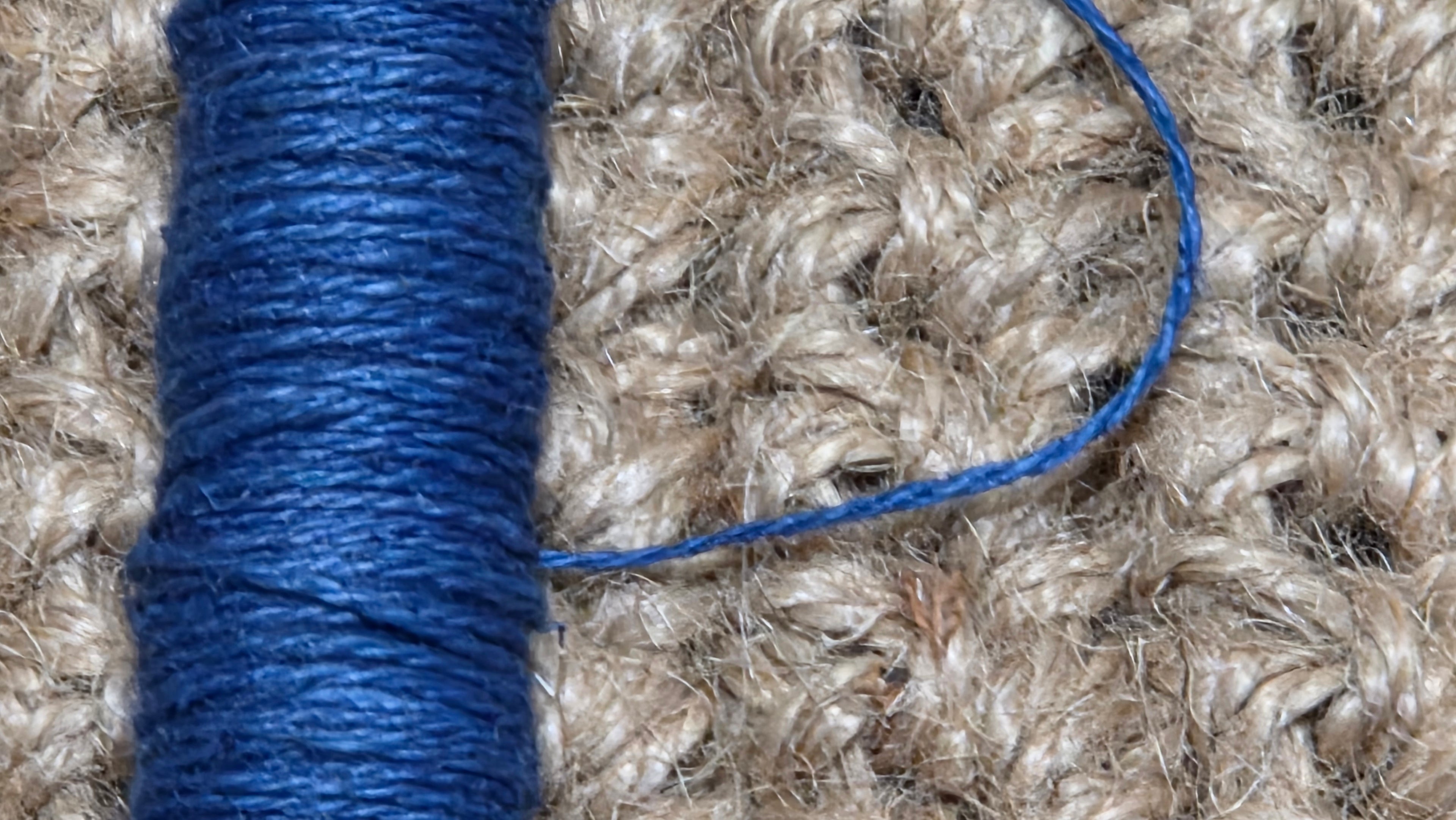 Thread Cotton + Hemp Blend, 25 Yards Spool. Blue.