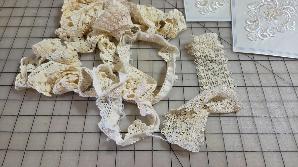 Lot Vintage Lace Crochet Trim Embroidery Mixed White Cream