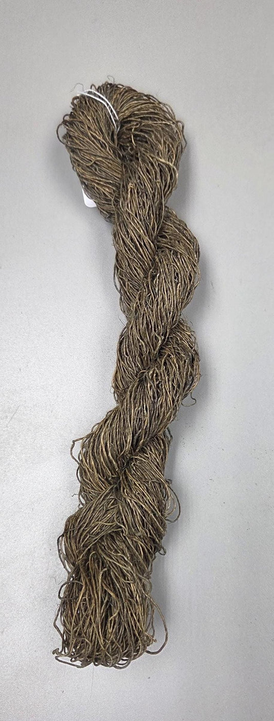 Hemp Yarn, 172 Yards, Black Walnut Small Batch Dyed. Hand-Spun Skein