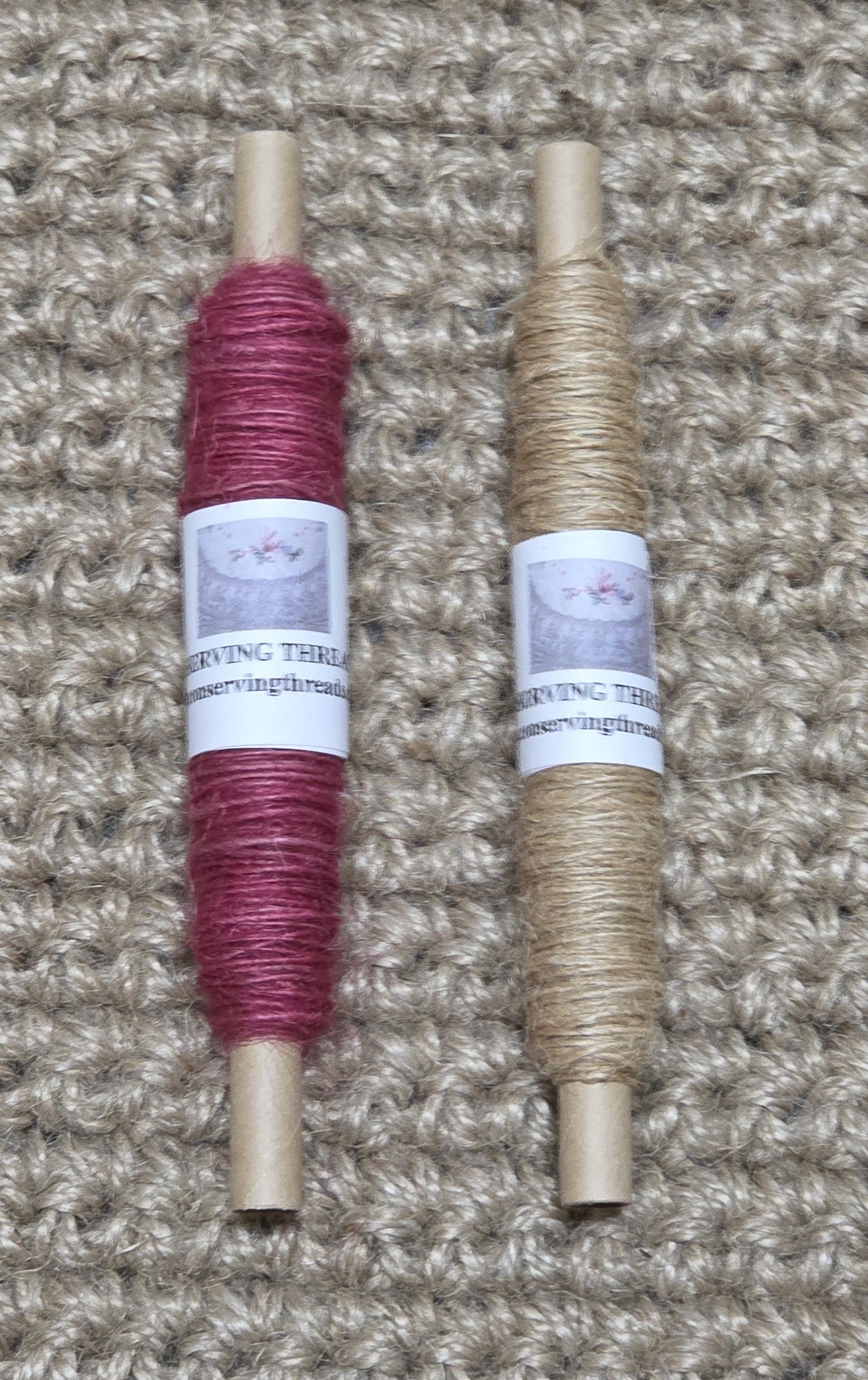 Thread Jute. 25 Yards Bobbin. Lace Weight. Red.