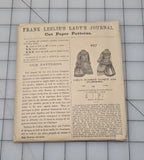 Frank Leslie's Lady's Cut Paper Pattern #457 1870s Girls Basque Overskirt Age 10