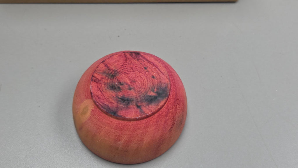 Spin Cotton Fiber Kit. Natural Upland Cotton Sliver. Hand-Painted Wood Support Bowl and Brass Tahkli Spindle. SK37 Pink Orange
