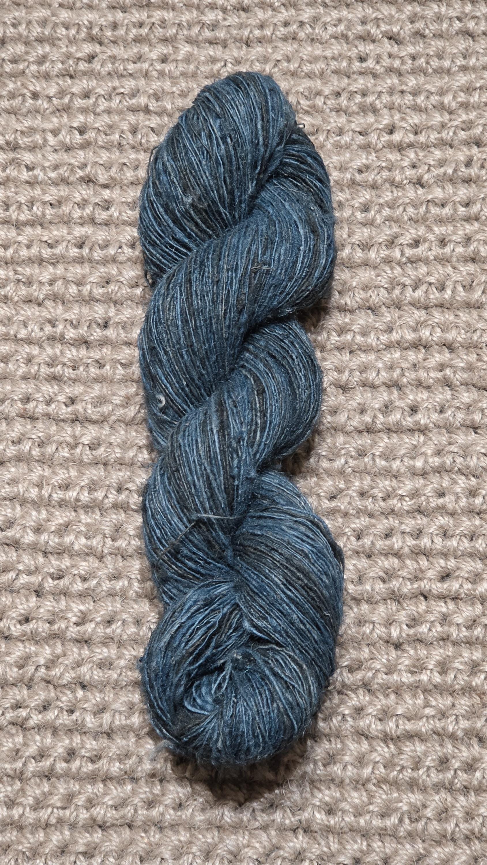 Yarn Nettle, 340 Yards, Blue - Indigo Dyed. Hand-Spun Skein.