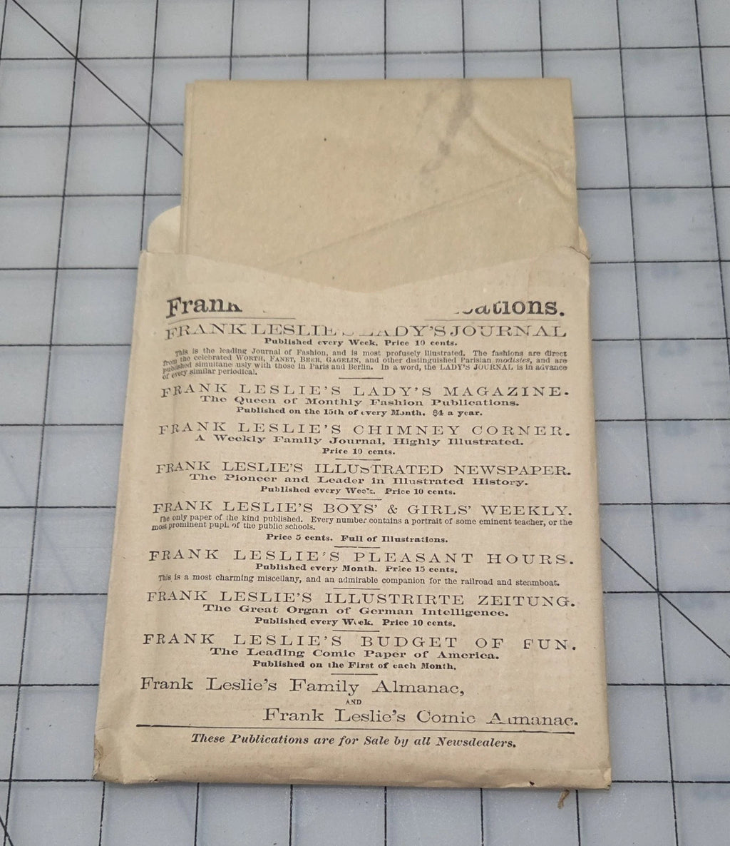 Frank Leslie's Lady's Cut Paper Pattern #457 1870s Girls Basque Overskirt Age 10