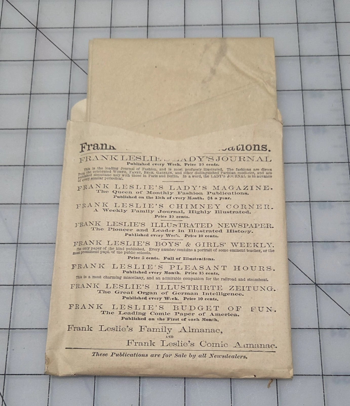 Frank Leslie's Lady's Cut Paper Pattern #457 1870s Girls Basque Overskirt Age 10