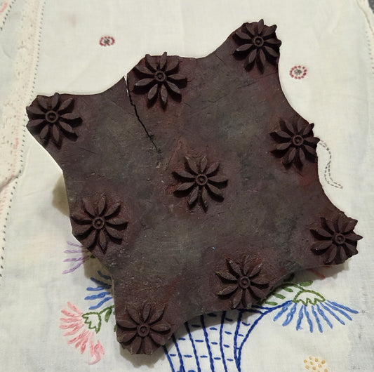 Vintage Wood Blocks Ink Stamping (large block) Flower Print Hand carved