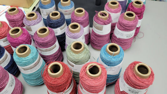 Linen Yarn, Small Batch Studio Dyed. Machine Spun 10/2 on Cone