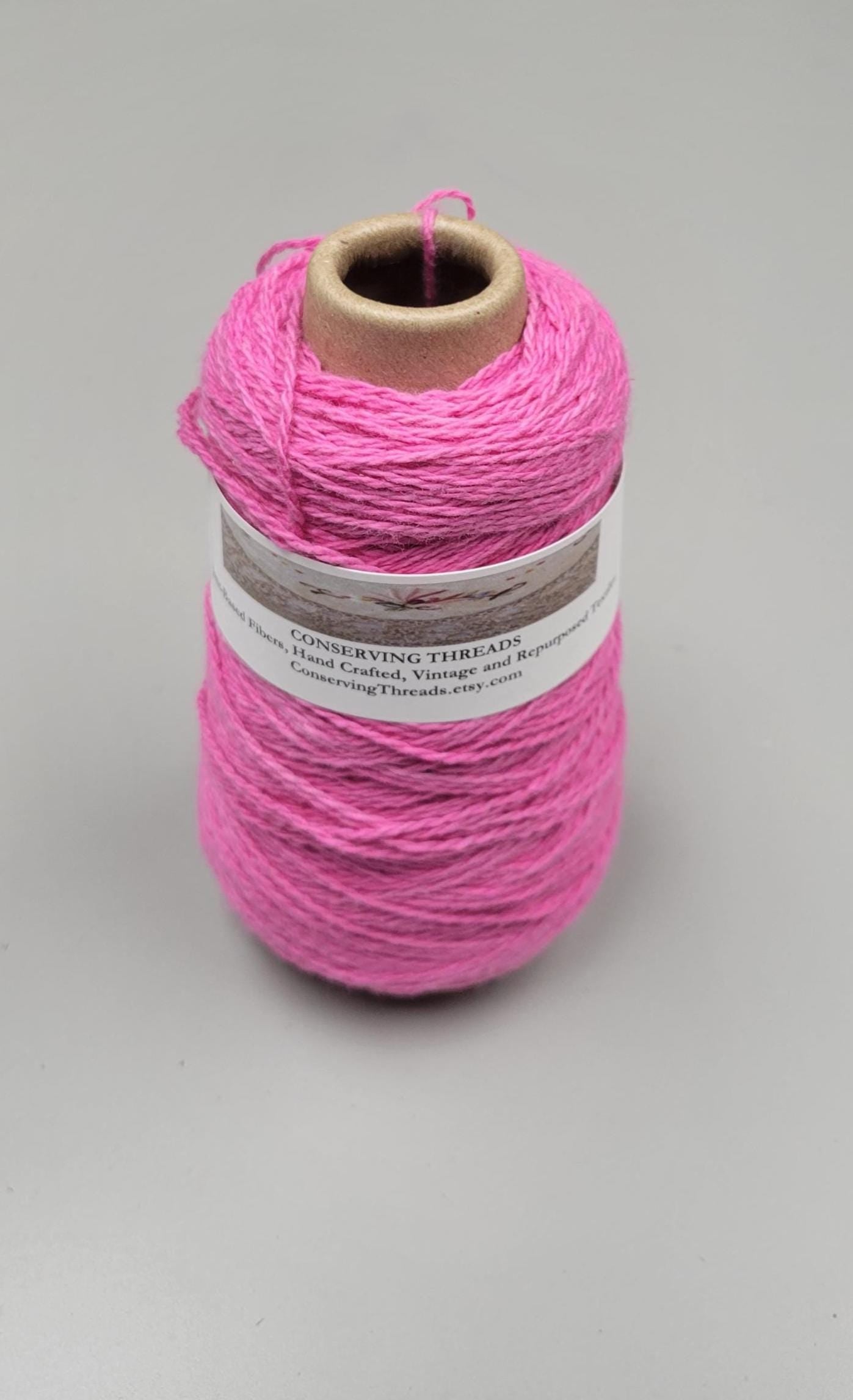 USA Cotton Yarn, Small Batch Dyed Pink. Fingering Weight. 340 Yards. Cone