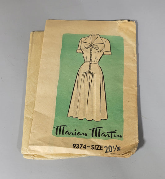 Marian Martin Pattern 9374, possibly ca 1950s. Size 20 1/2. Bust 40.