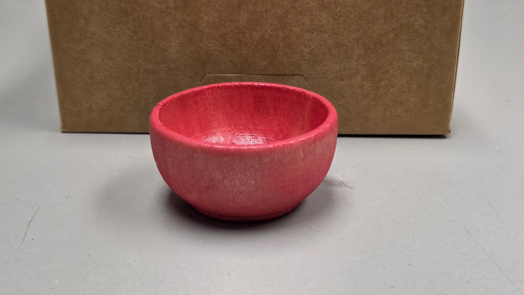 Spin Cotton Fiber Kit. Natural Upland Cotton Sliver. Hand-Painted Wood Support Bowl and Brass Tahkli Spindle. SK31 Red