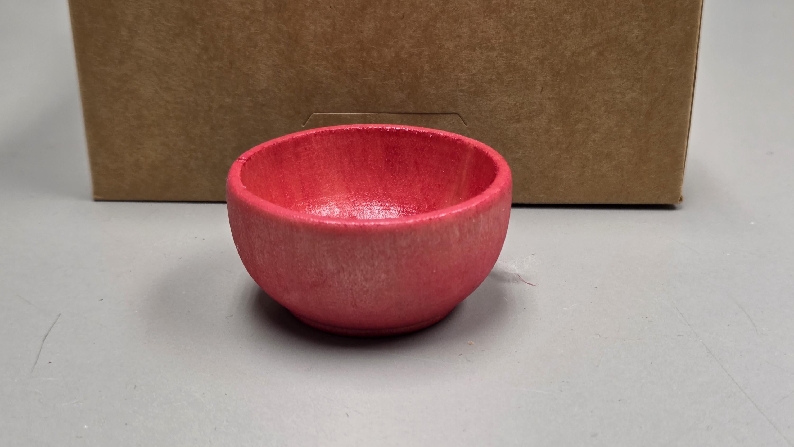Spin Cotton Fiber Kit. Natural Upland Cotton Sliver. Hand-Painted Wood Support Bowl and Brass Tahkli Spindle. SK31 Red