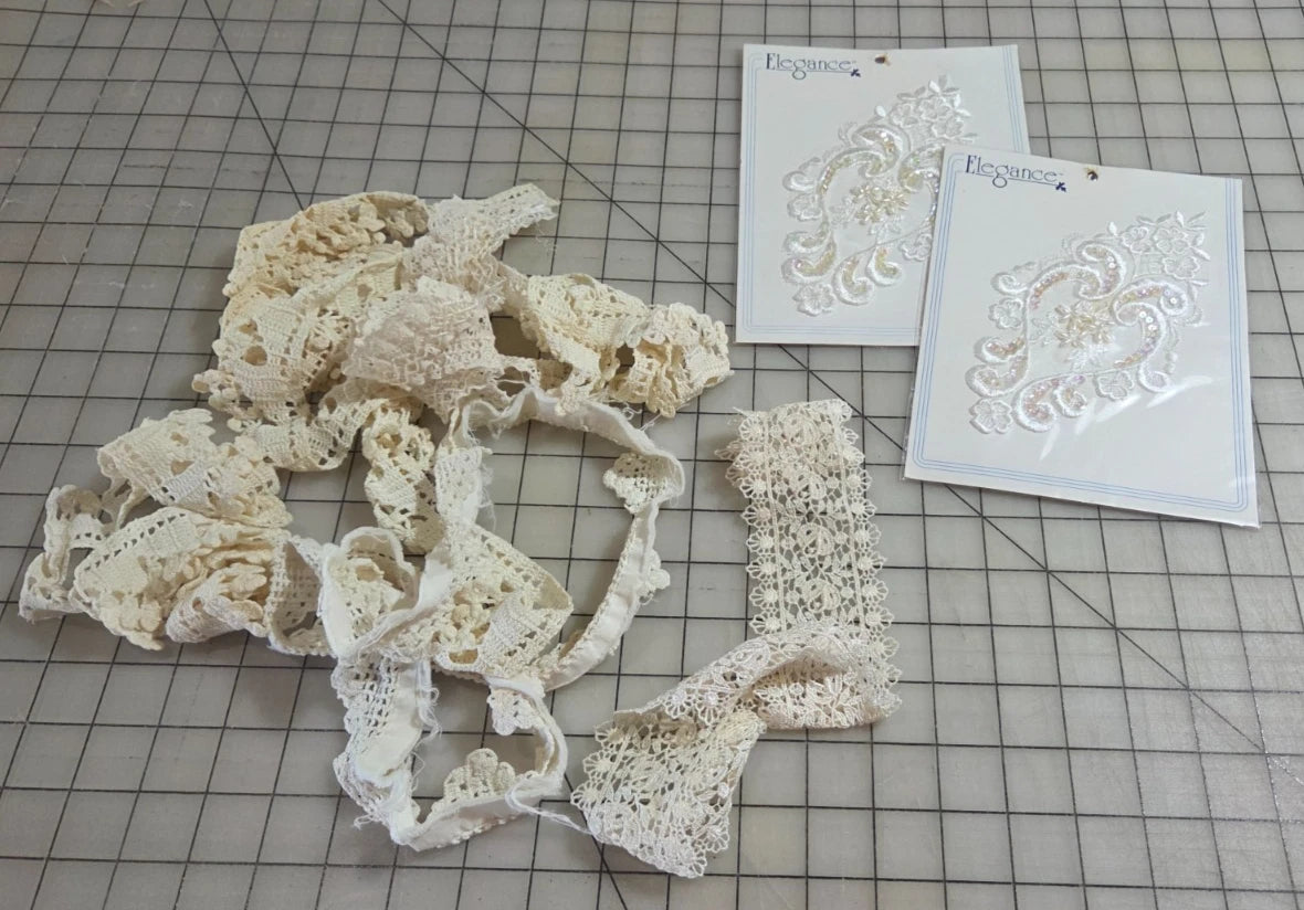 Lot Vintage Lace Crochet Trim Embroidery Mixed White Cream