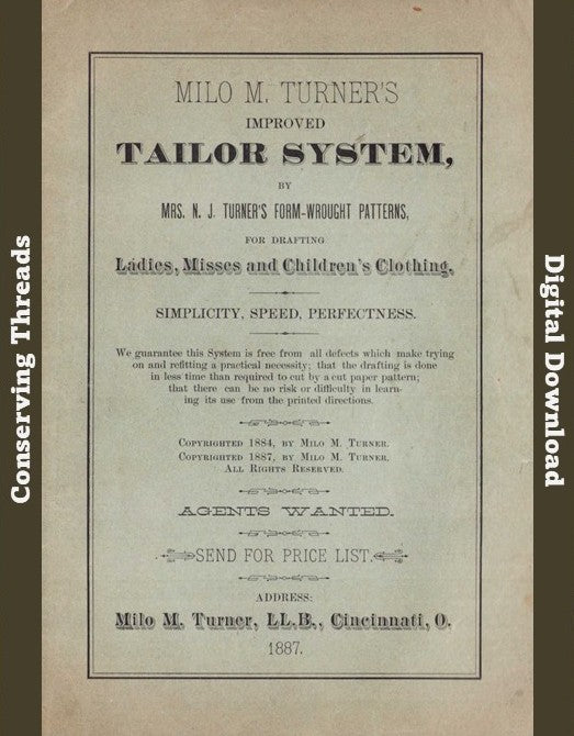 Milo M. Turner's Improved Tailor System, ca. 1887 . E-book DOWNLOAD.📥