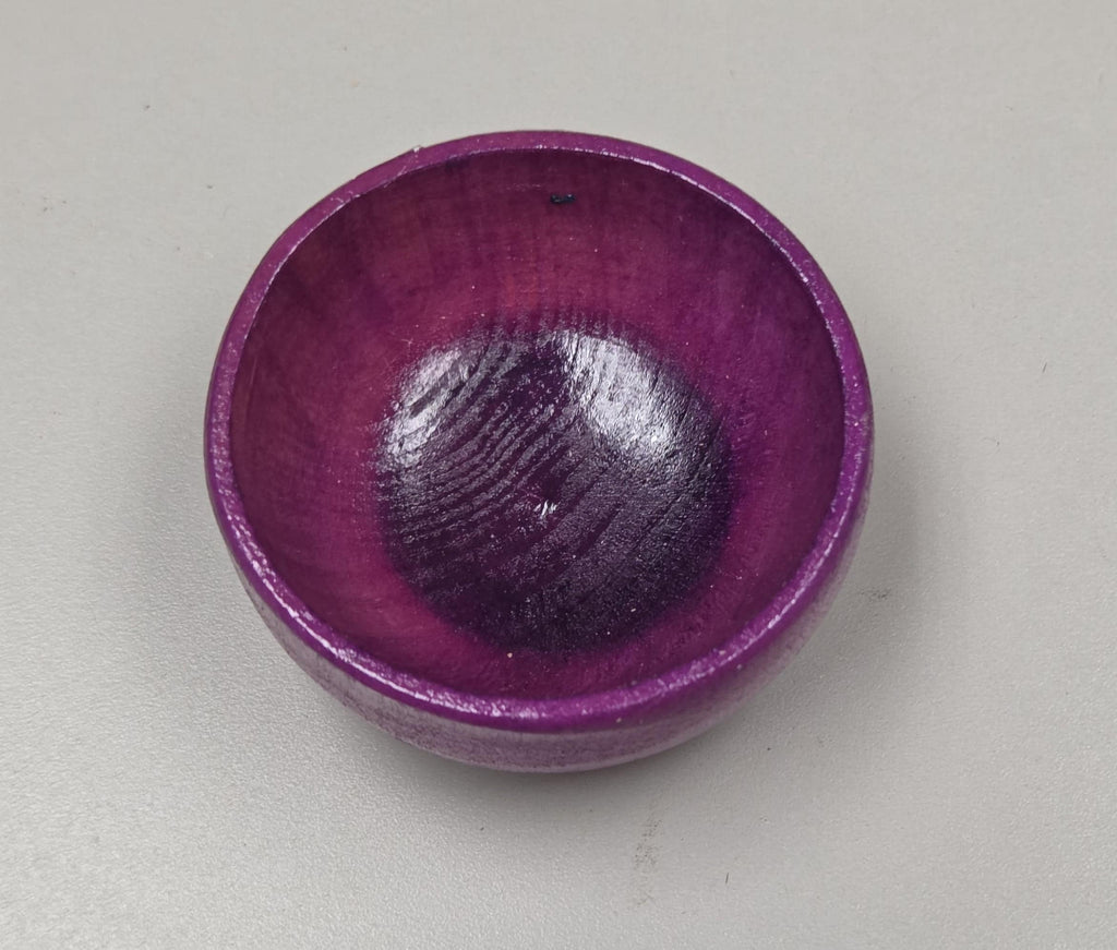 Spin Cotton Fiber Kit. Natural Upland Cotton Sliver. Hand-Painted Wood Support Bowl and Brass Tahkli Spindle. Purple