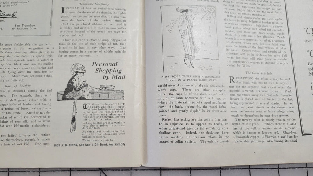 Elite Styles, 1919 October Original Dressmaker Tailor Fashion Catalog Ladies Mag
