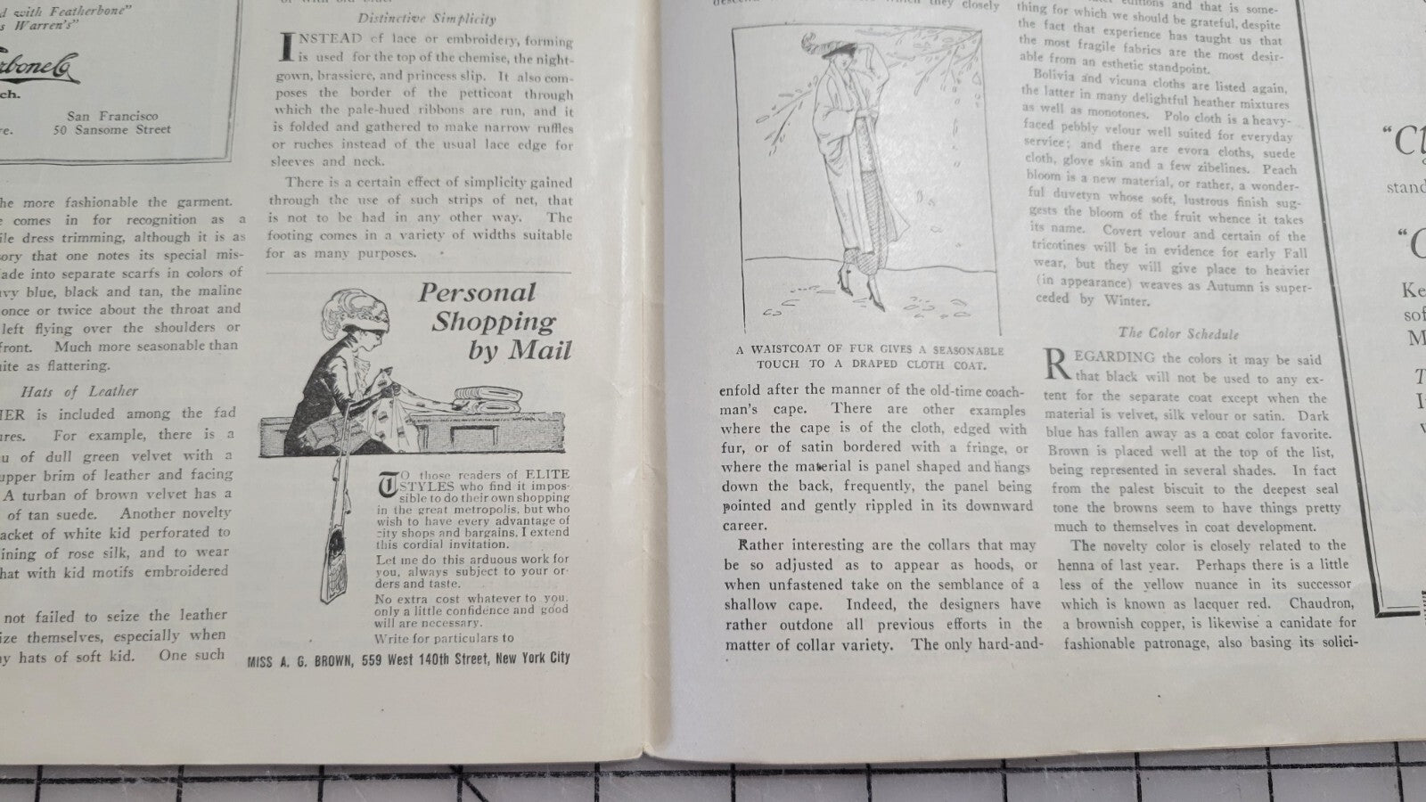 Elite Styles, 1919 October Original Dressmaker Tailor Fashion Catalog Ladies Mag