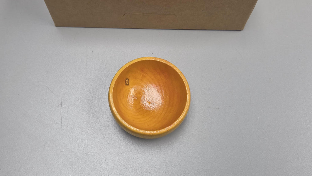 Spin Cotton Fiber Kit. Natural Upland Cotton Sliver. Hand-Painted Wood Support Bowl and Brass Tahkli Spindle. SK24 Yellow
