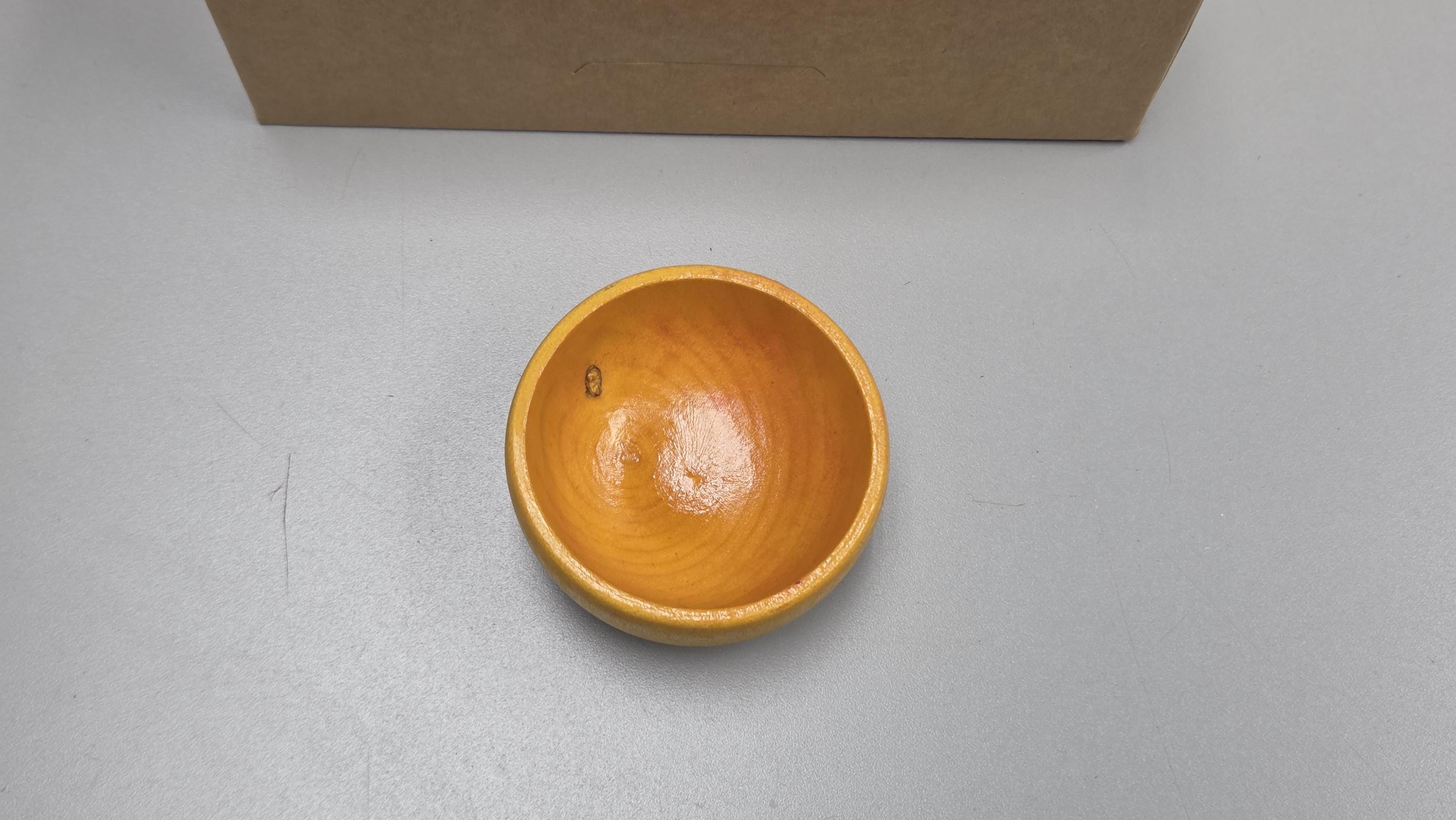 Spin Cotton Fiber Kit. Natural Upland Cotton Sliver. Hand-Painted Wood Support Bowl and Brass Tahkli Spindle. SK24 Yellow