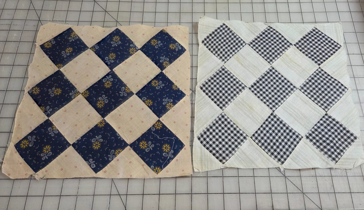 6 x Vintage Patch Quilt Blocks Unfinished Squares. 1900s - 1930s