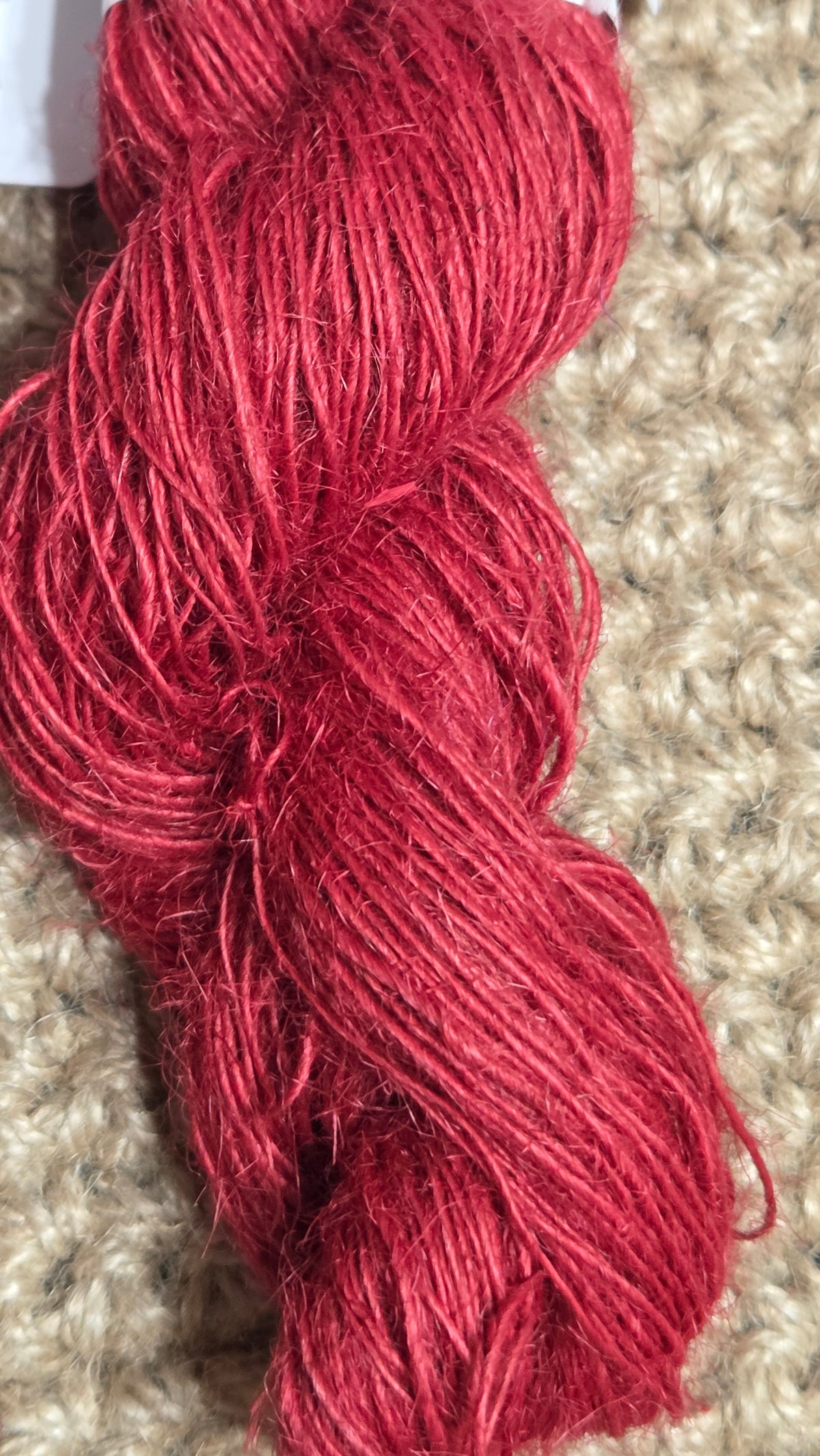 Yarn Jute. Skein. Lace Weight. Small Batch Dyed. 200 Yards. Red