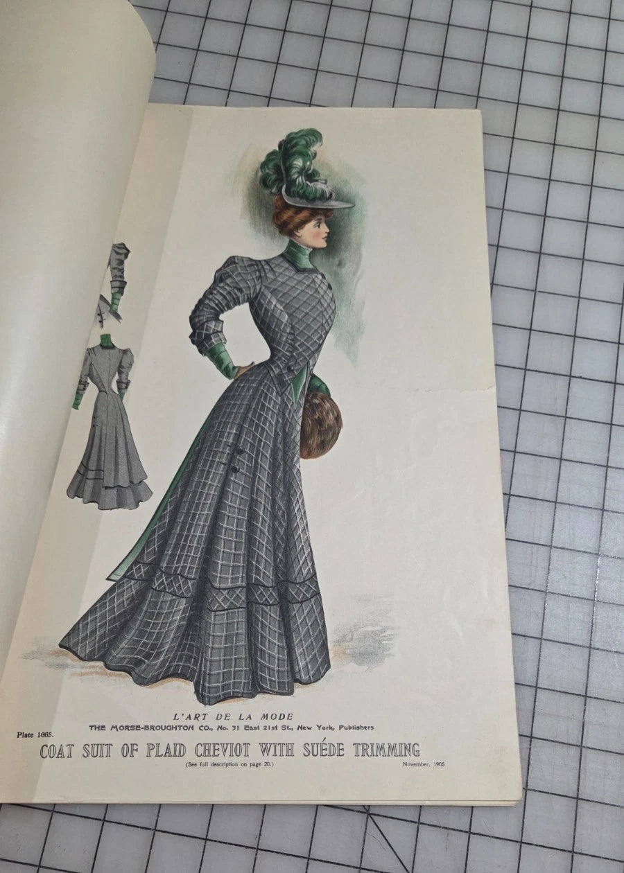 6 Original Antique Color Fashion Plates, L'Art de la Mode November 1905 Catalog