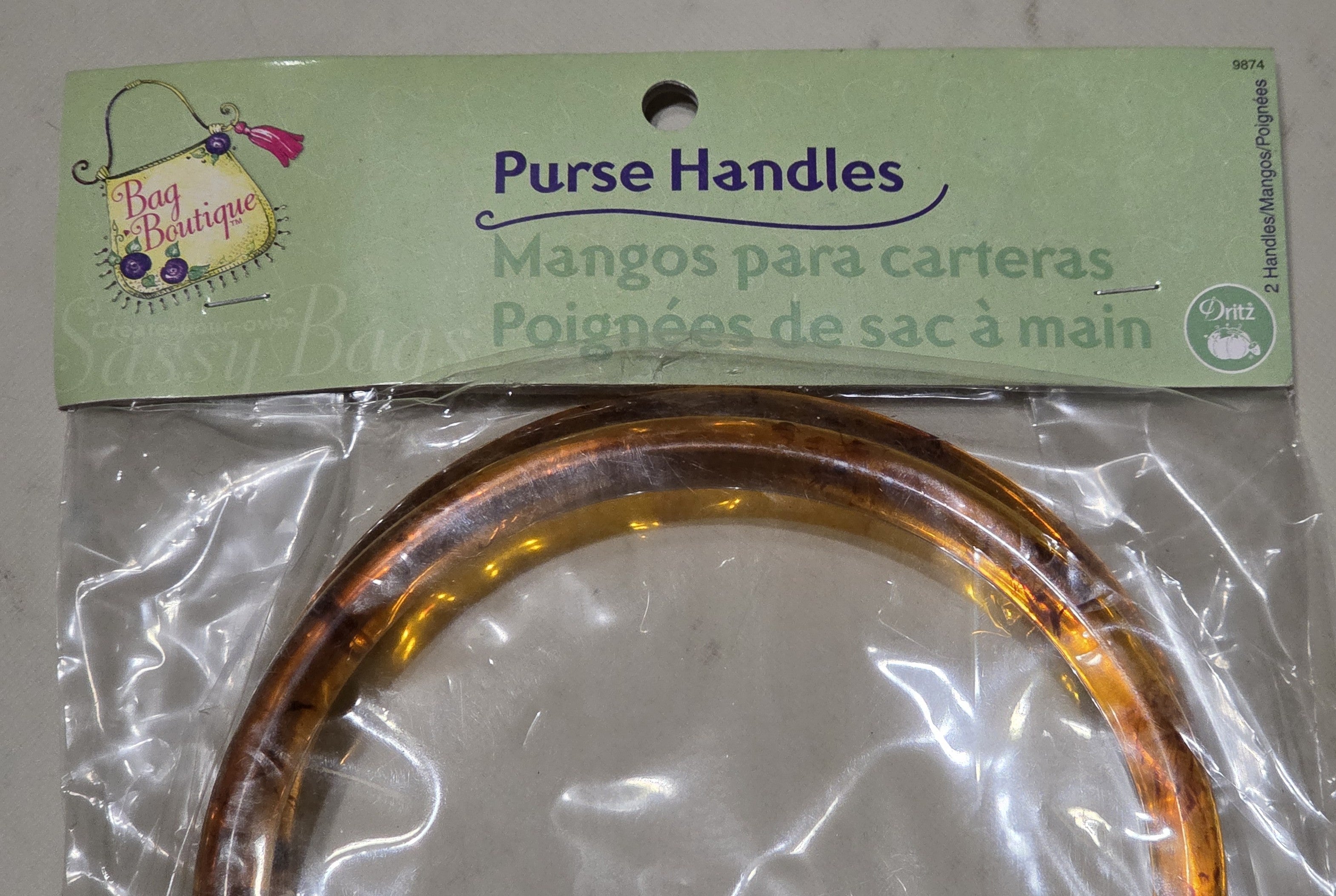 Purse Handle NIB Pair Curved Bag Boutique Plastic Brown 13 cm 5 inches