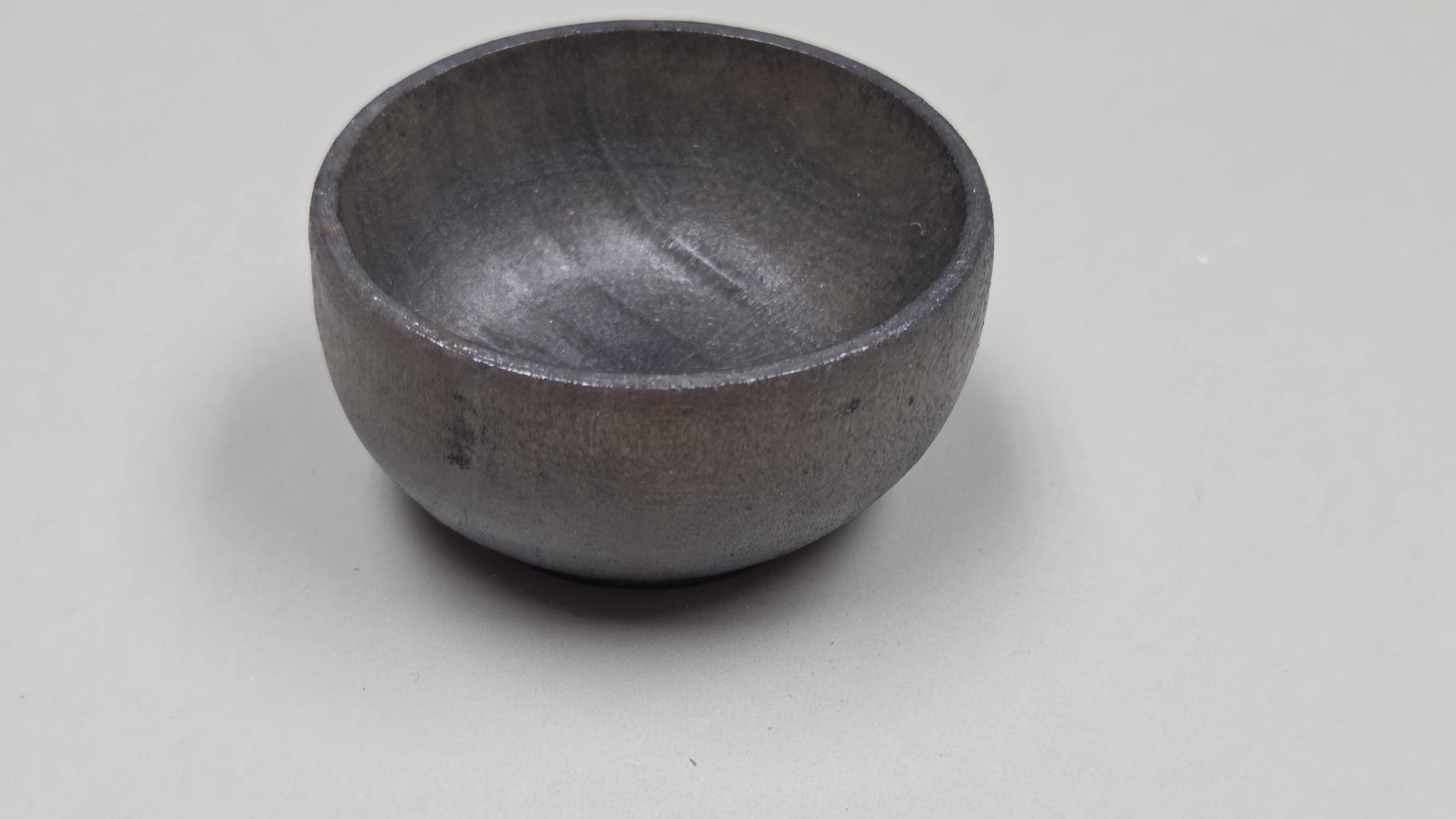 Spin Cotton Fiber Kit. Natural Upland Cotton Sliver. Hand-Painted Wood Support Bowl and Brass Tahkli Spindle. Gray