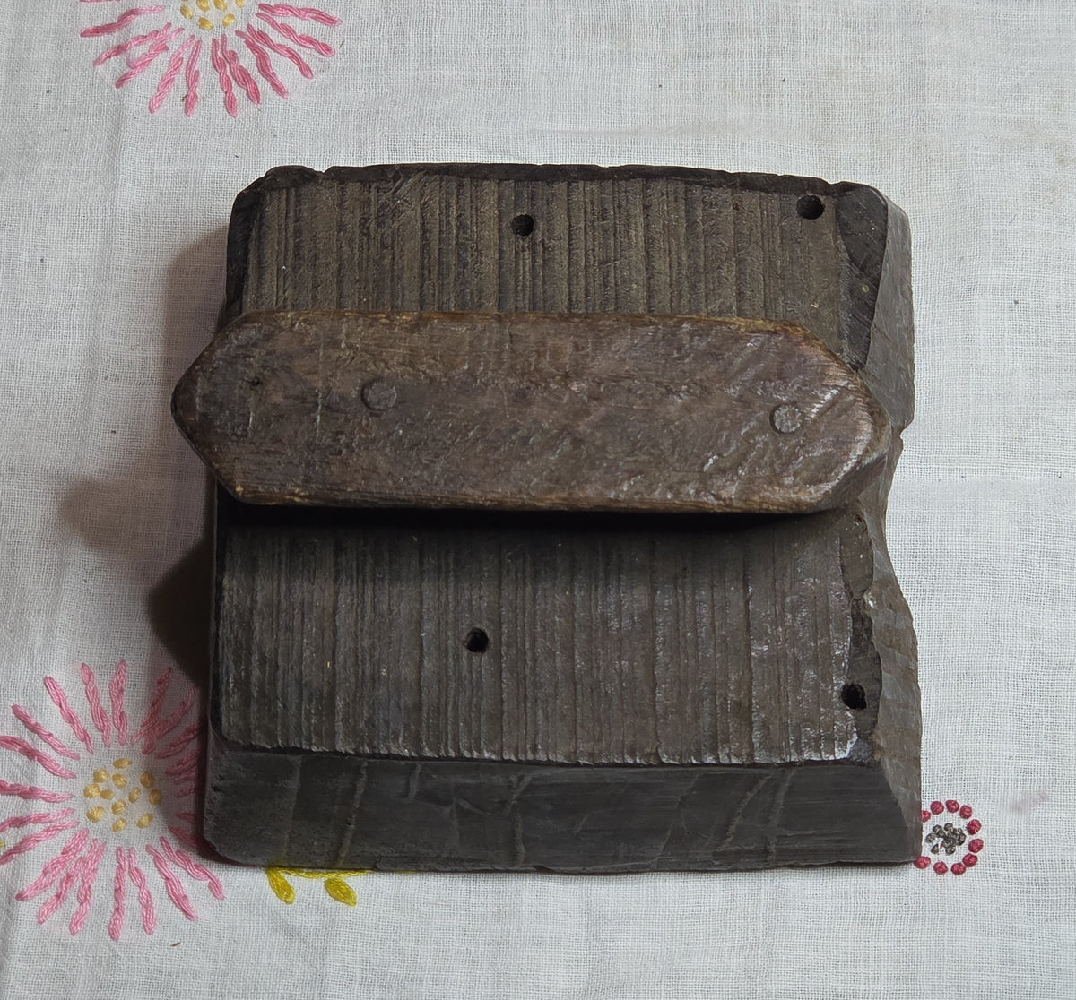 Wood Block Vintage Ink Stamping Hand Carved (large block) Flower