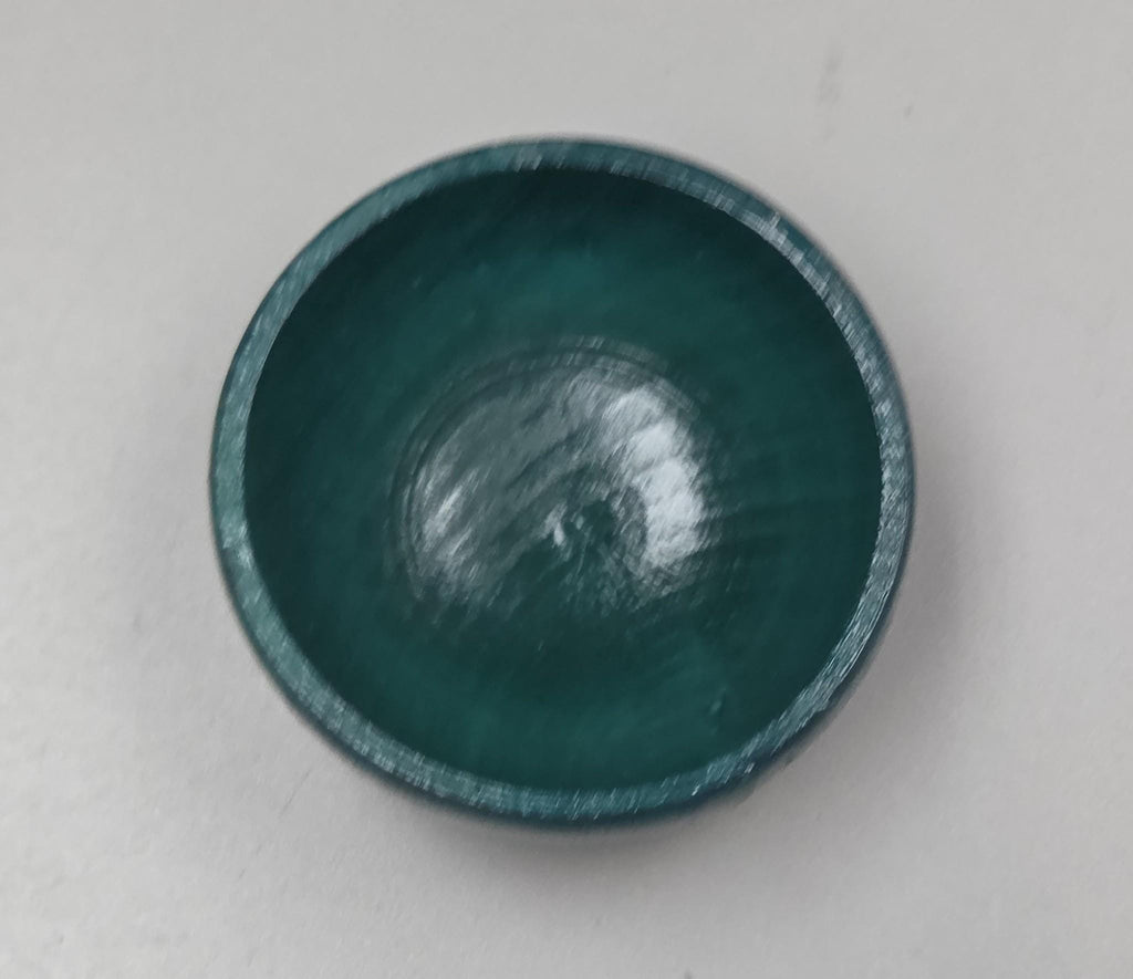 Spin Cotton Fiber Kit. Natural Upland Cotton Sliver. Hand-Painted Wood Support Bowl and Brass Tahkli Spindle. Teal