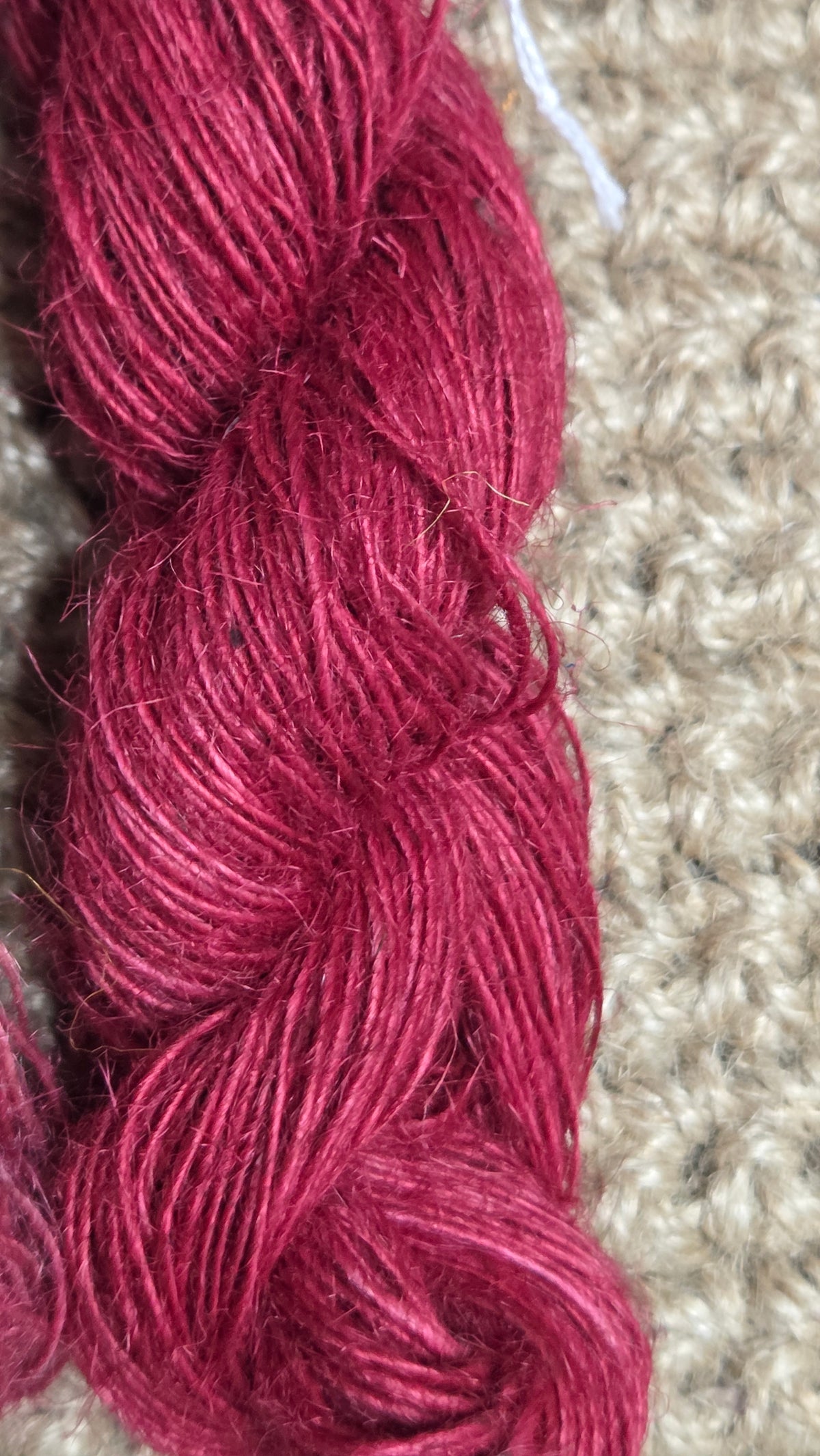 Yarn Jute. Skein. Lace Weight. Small Batch Dyed. 200 Yards. Red