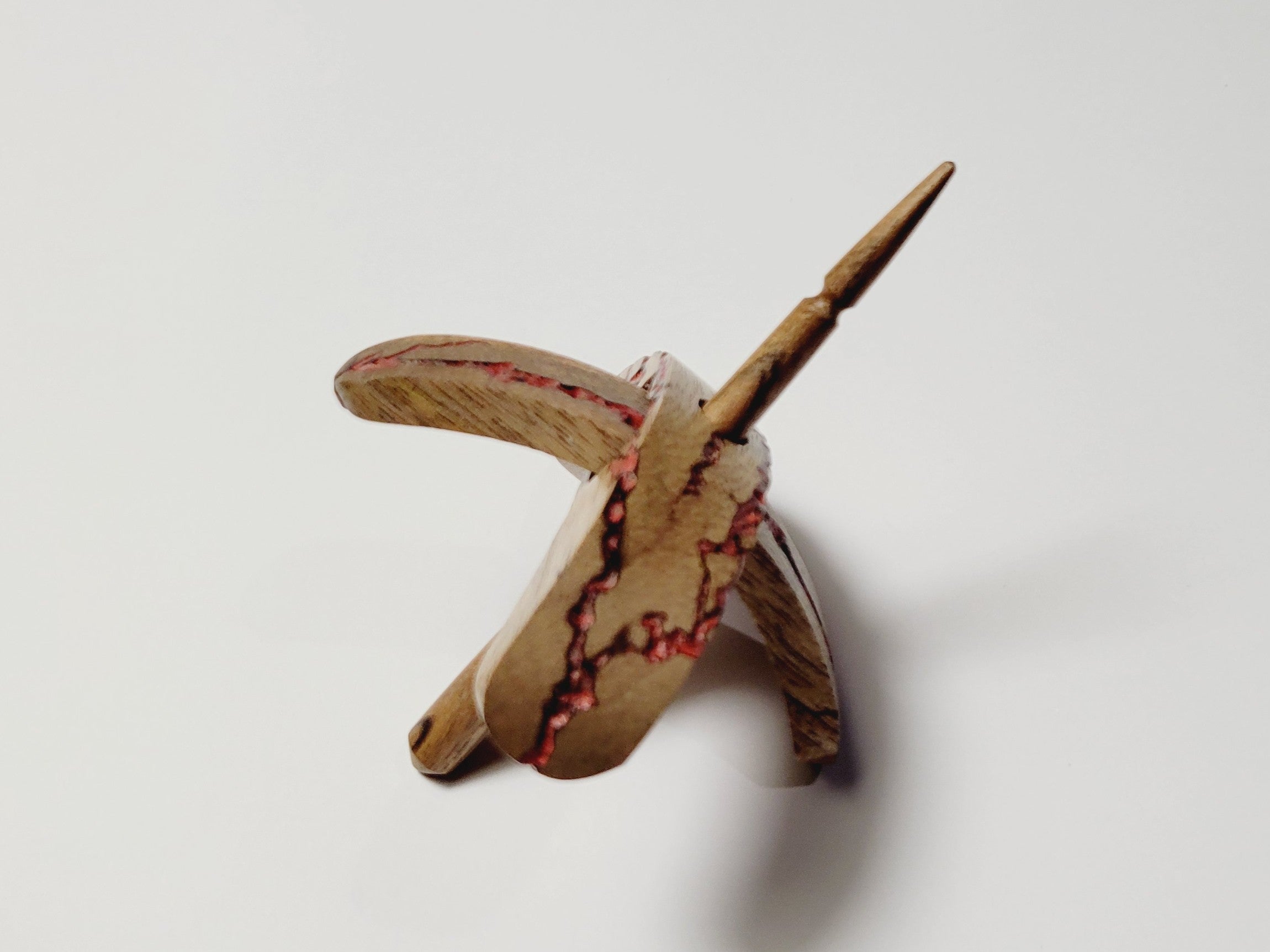 Spindle, Hand-Carved Bottom Whorl Style, Reclaimed Mango Wood (Small Orange Burl)