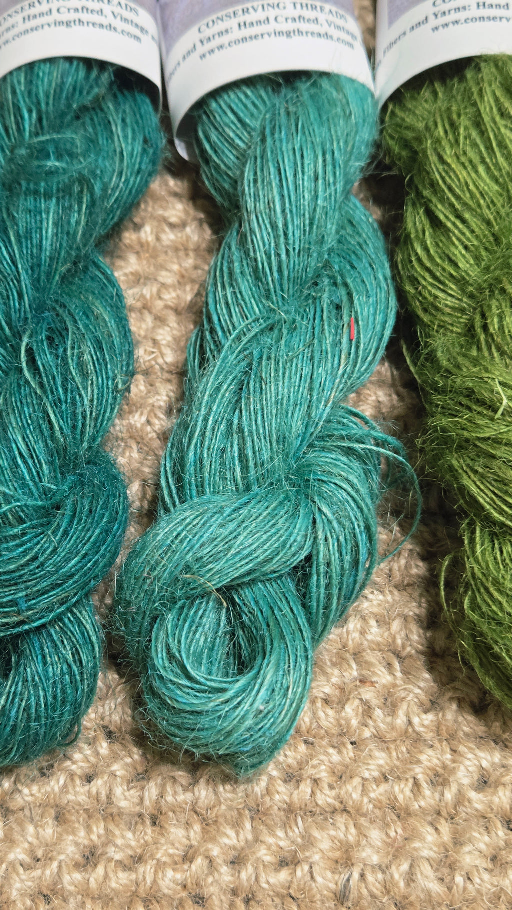 Yarn Jute. Skein. Lace Weight. Small Batch Dyed. 200 Yards. Green