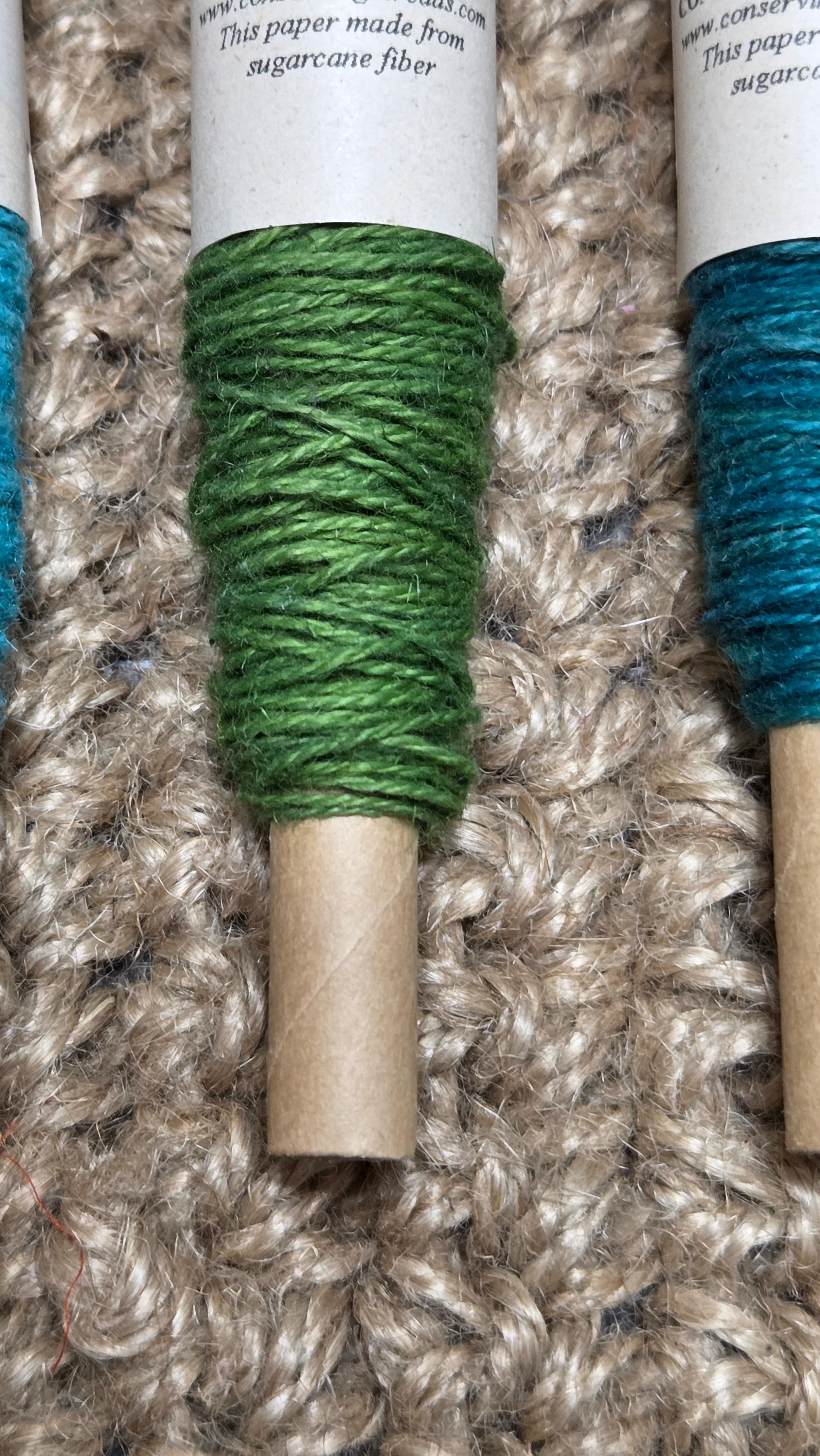 Thread Cotton + Hemp Blend, 25 Yards Spool. Green