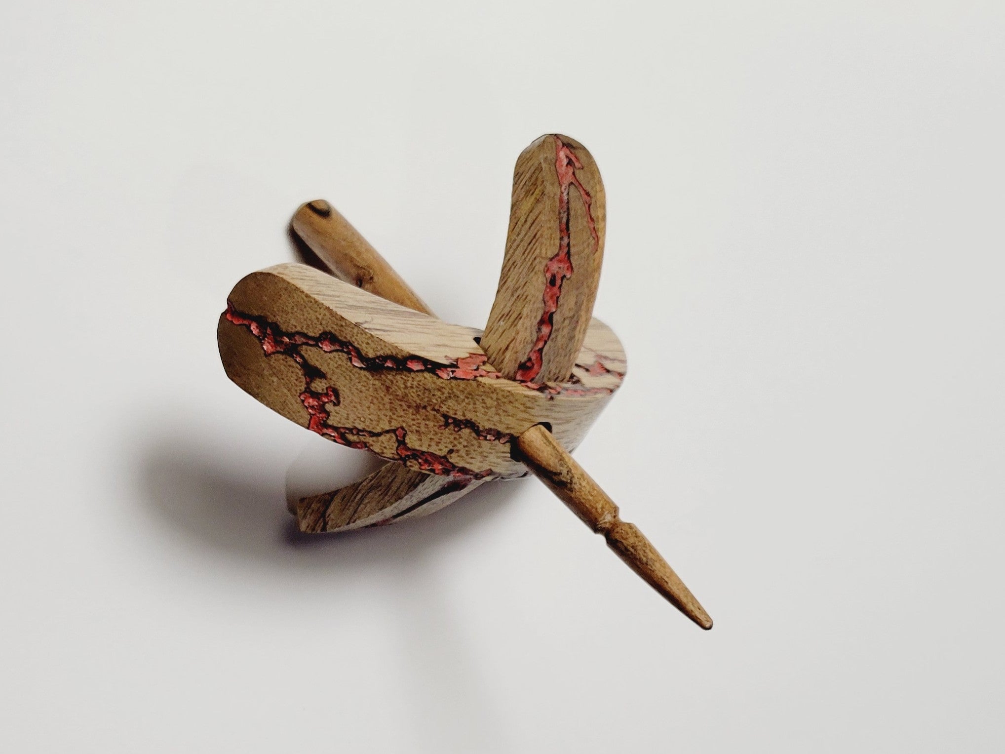 Spindle, Hand-Carved Bottom Whorl Style, Reclaimed Mango Wood (Small Orange Burl)