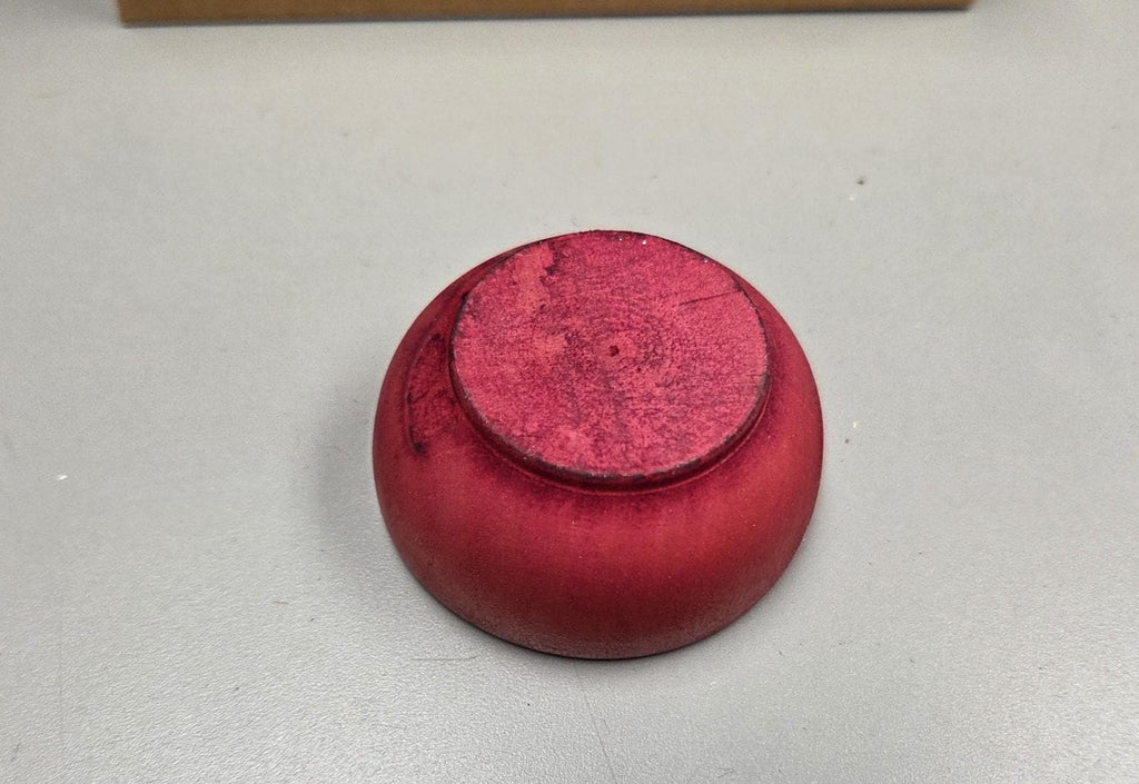 Spin Cotton Fiber Kit. Painted Wood Support Bowl & Brass Thakli Spindle. Red