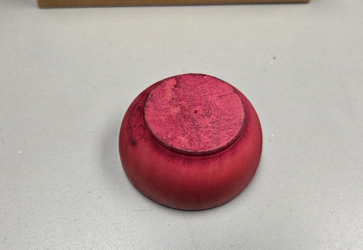 Spin Cotton Fiber Kit. Painted Wood Support Bowl & Brass Thakli Spindle. Red