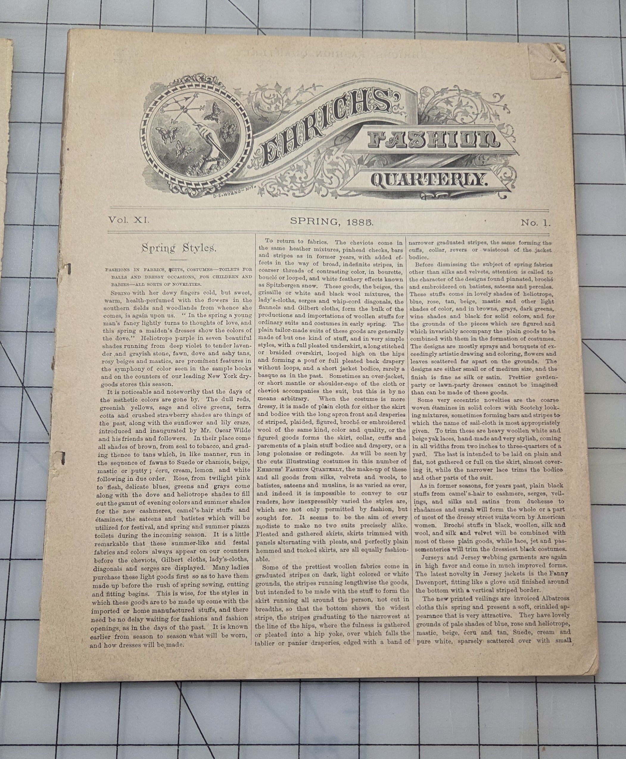 Ehricks Quarterly RARE Spring 1885 New York Women Men Styles Fashion Catalog