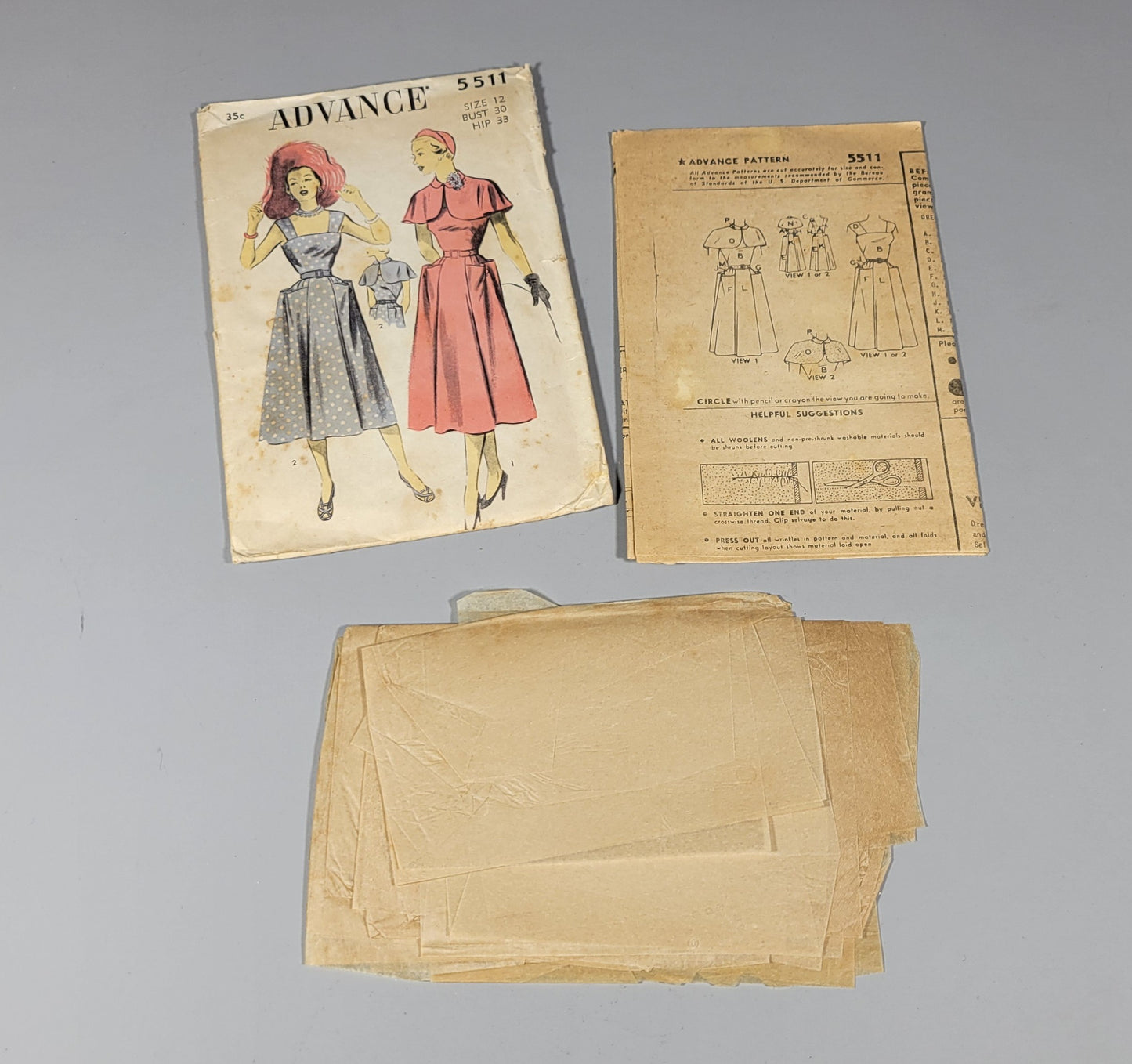 Advance 5511 Sewing Pattern, Unprinted, ca 1950s